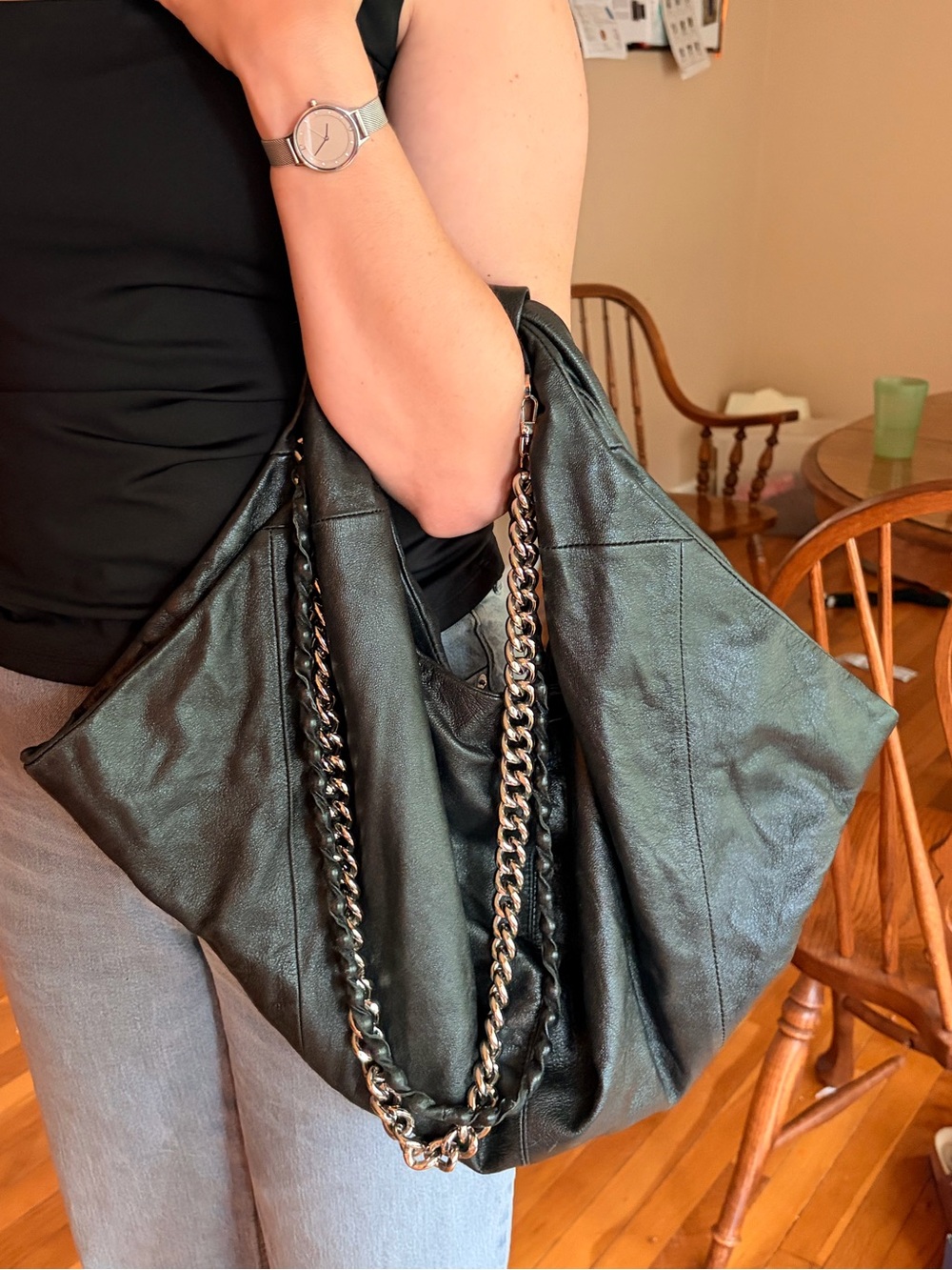 Junior Drake Y2K Moto chain slouchy hobo